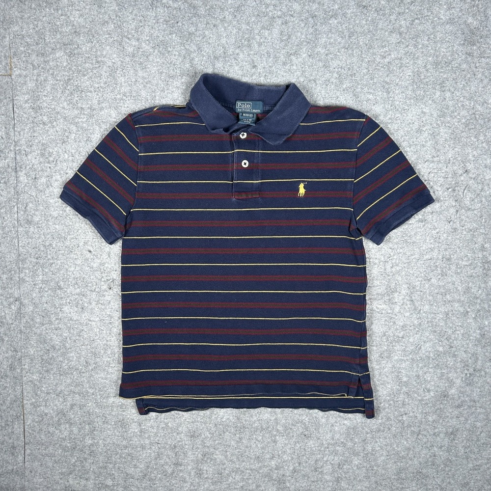 Vintage Polo by Ralph Lauren Shirt Boys M (10-12) Navy Multi Stripe Y2K Striped